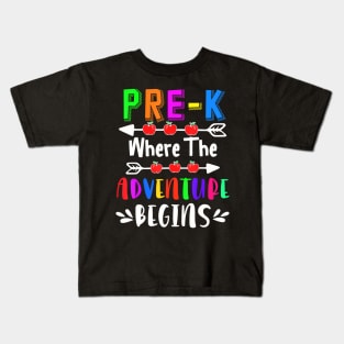 Pre-K Where The Adventure Begins Teacher Kids T-Shirt